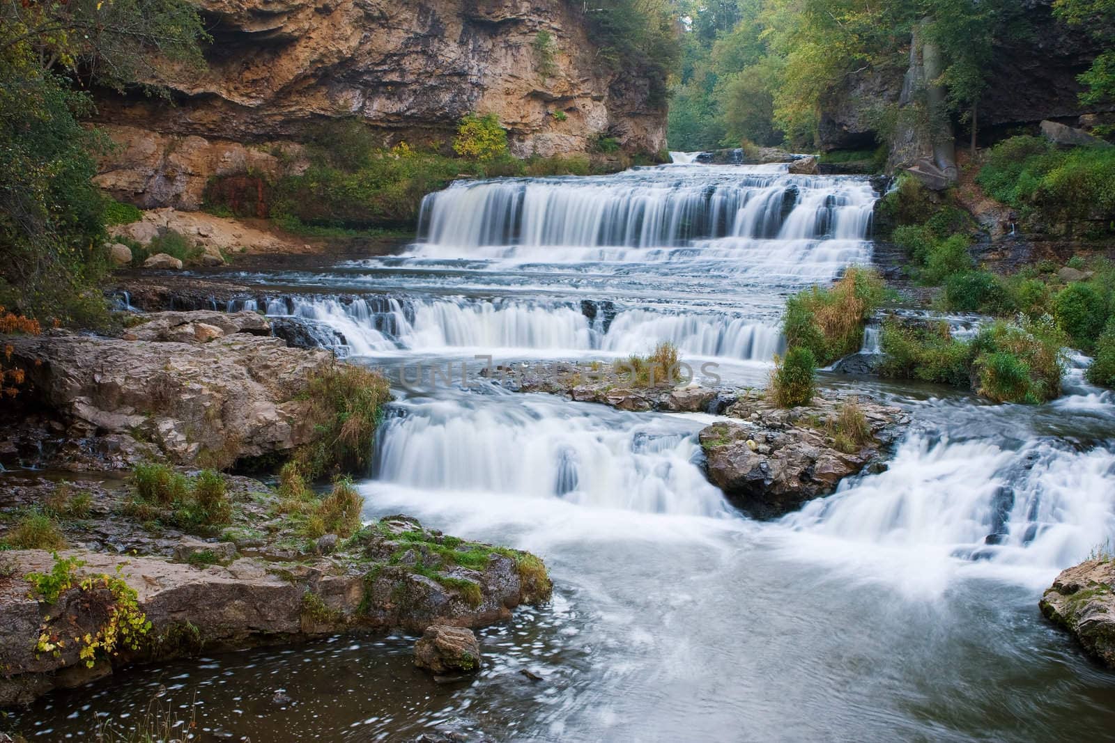 Beautiful Willow River State Park Waterfall in Wisconsin.