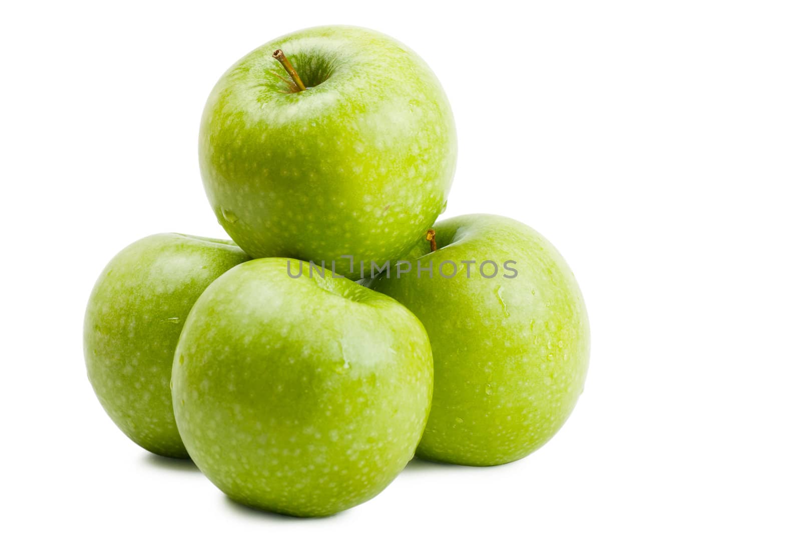Big green apples isolated over white background