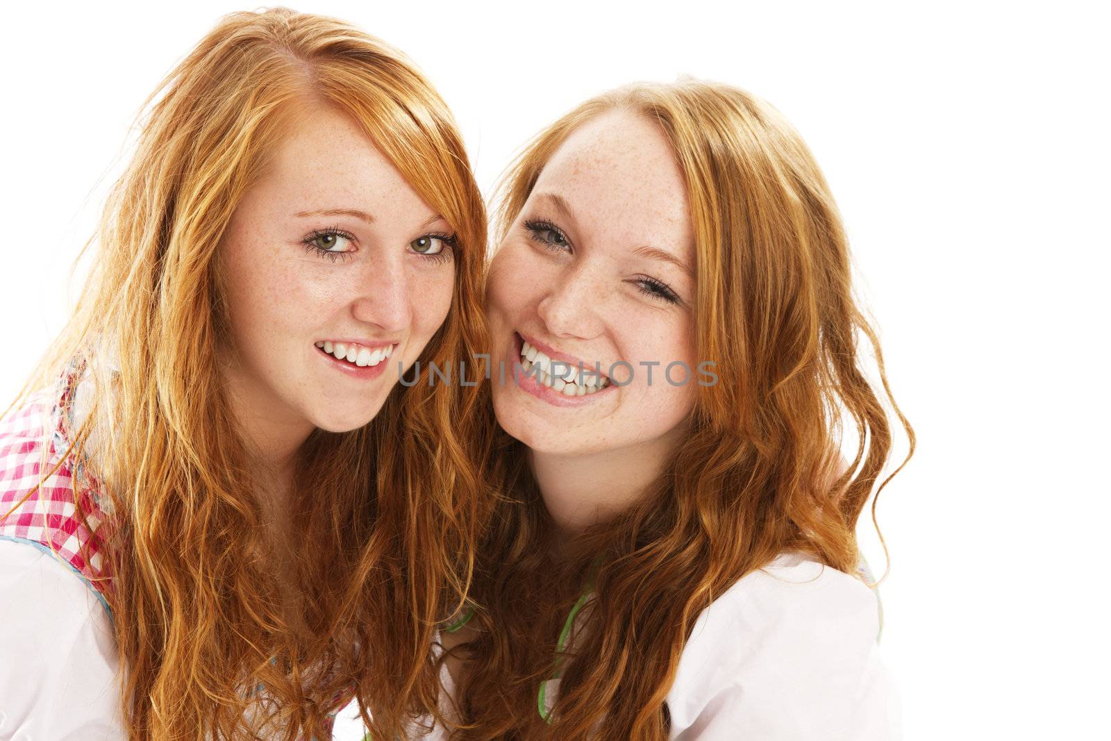 two happy redhead bavarian dressed girls by RobStark