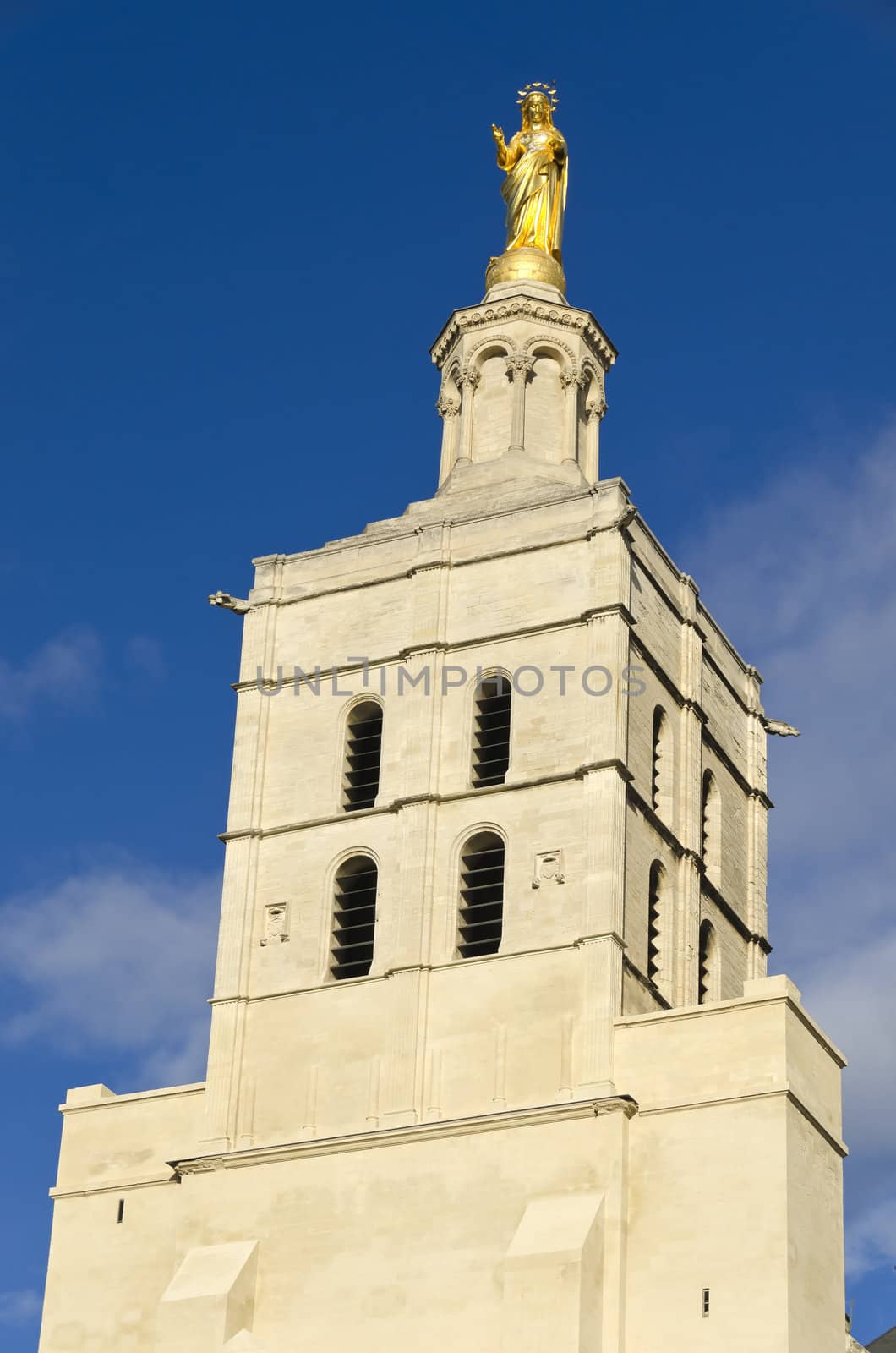 golden virgin statue in Avignon city, France