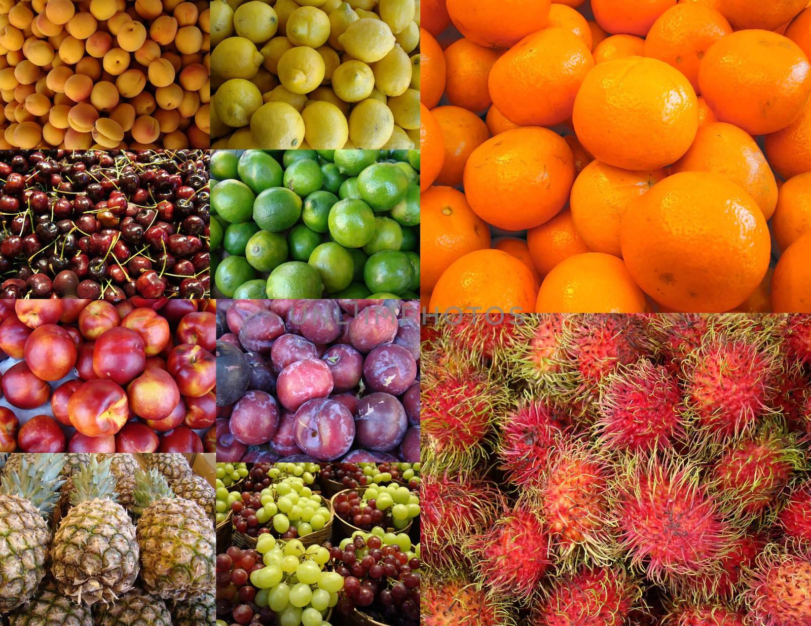 fresh fruit collage great for ads,posters,markets,grocery stores,