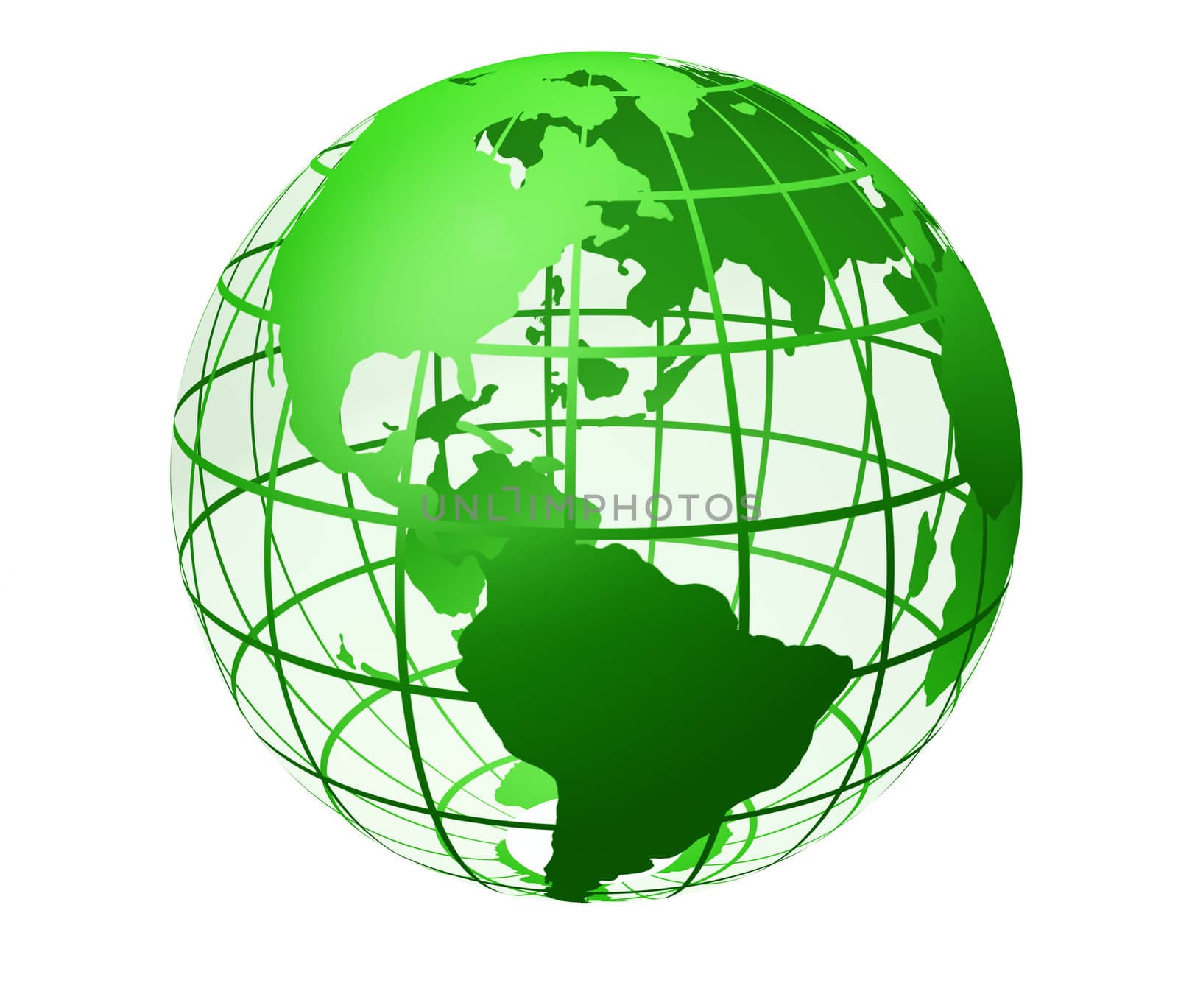 transparent the globe green color. An earth breadboard model. It is isolated on a white background