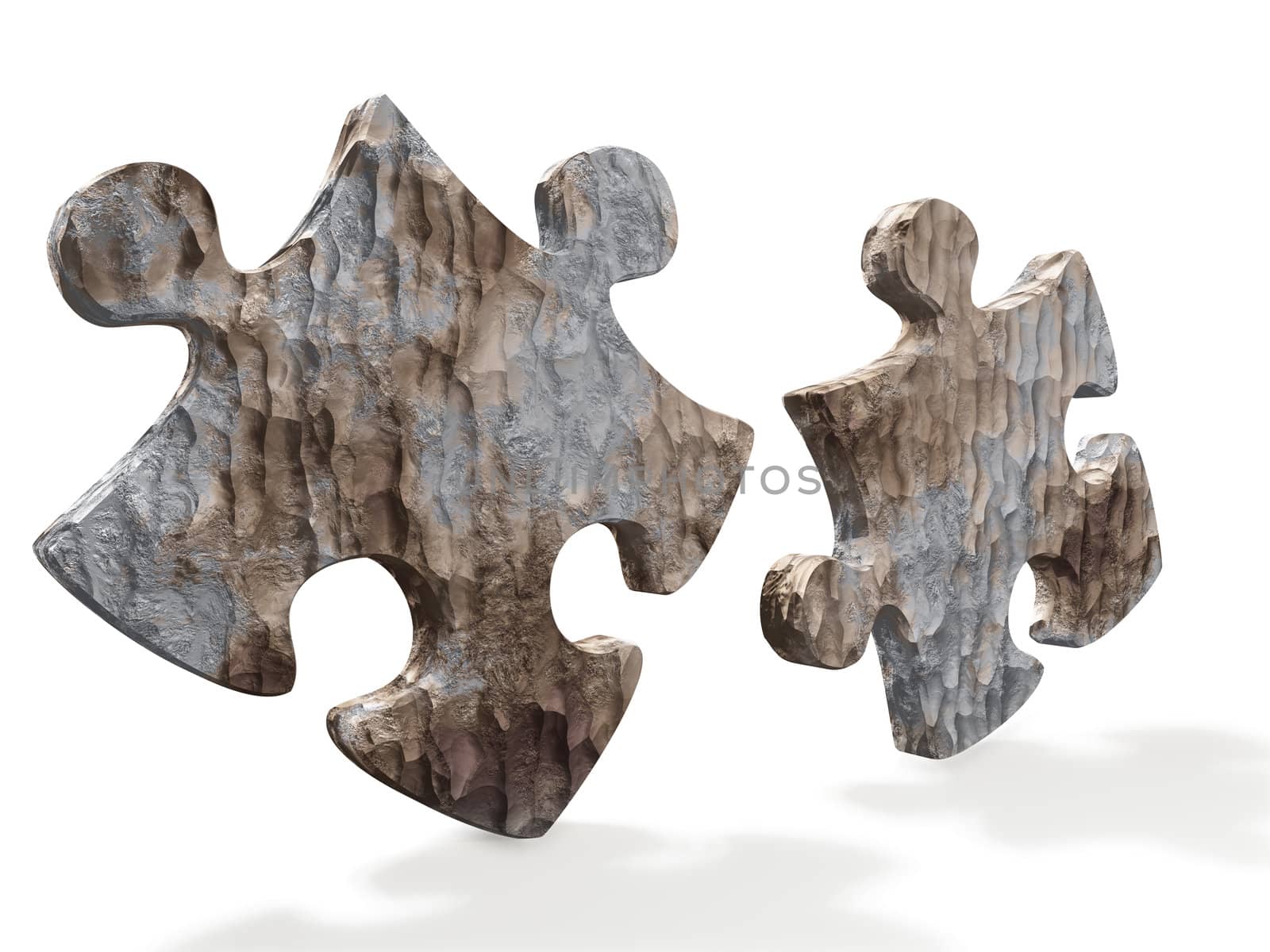 Puzzles from a stone. It is isolated on a white background