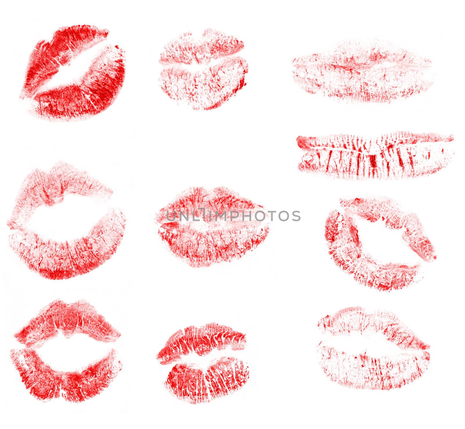Set print of lips. It is isolated on a white background