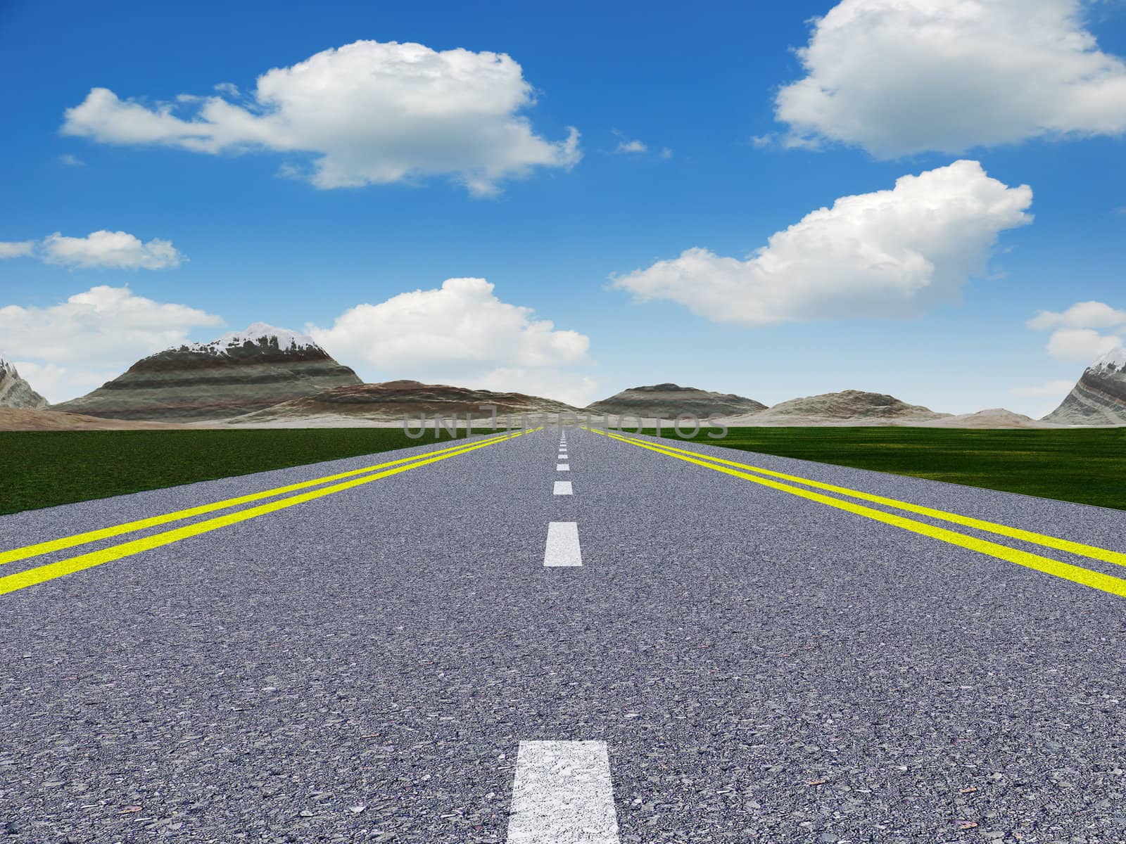 Asphalt road. A transport highway with the blue sky. A transport highway with the blue sky