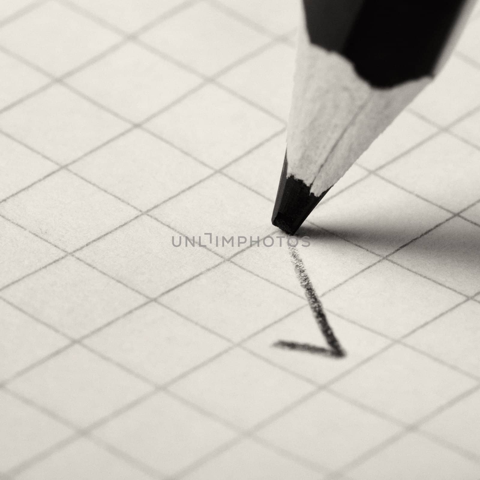pencil writing a mark. Abstract concept