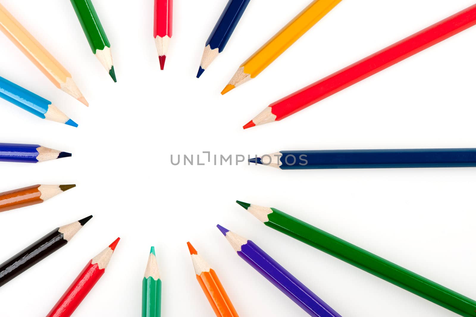 Circle from color pencils. It is isolated on a white background