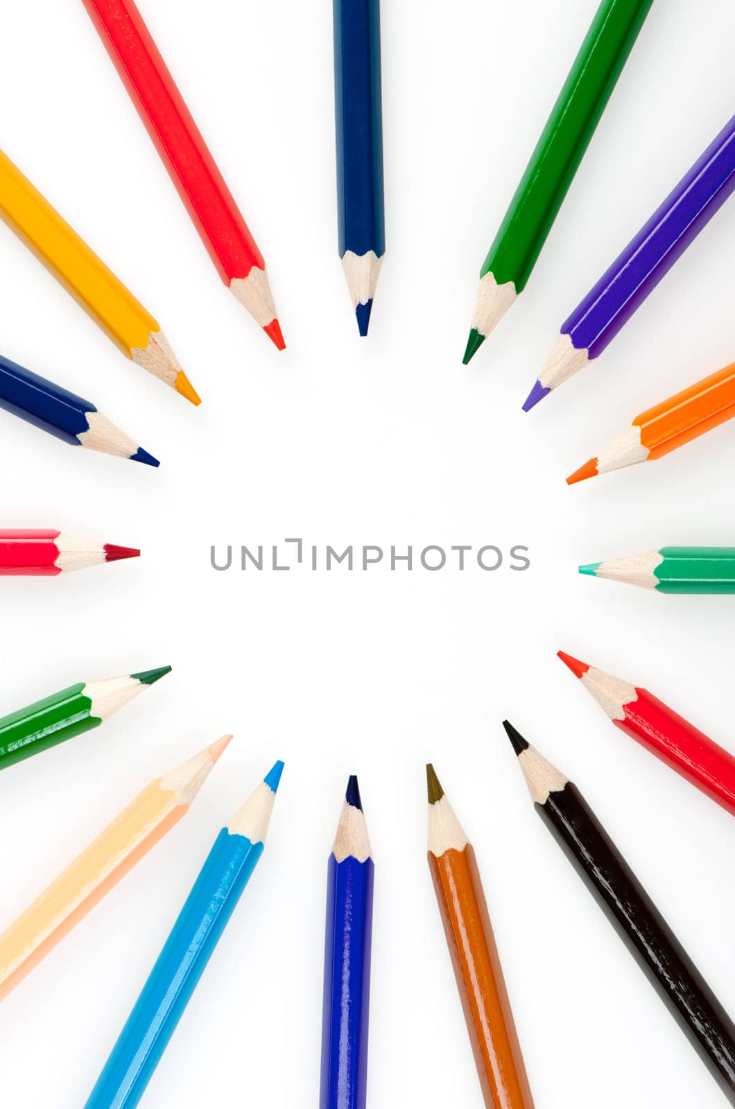 Circle from color pencils. It is isolated on a white background