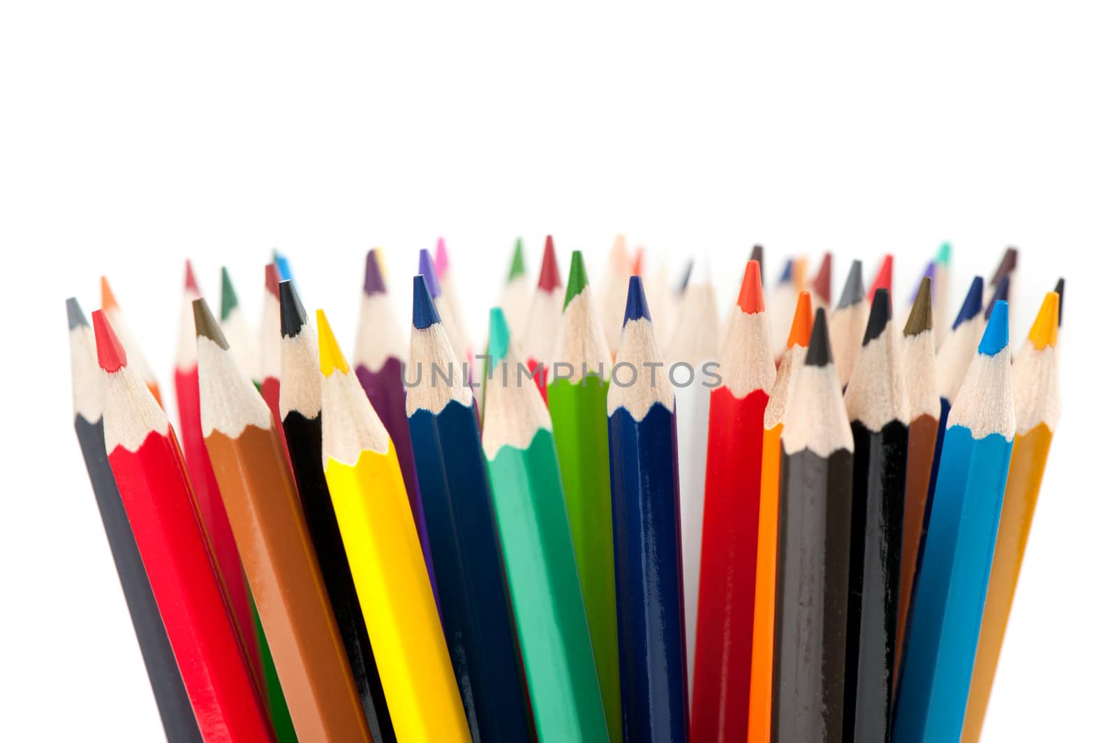 Set of color pencils. It is isolated on a white background