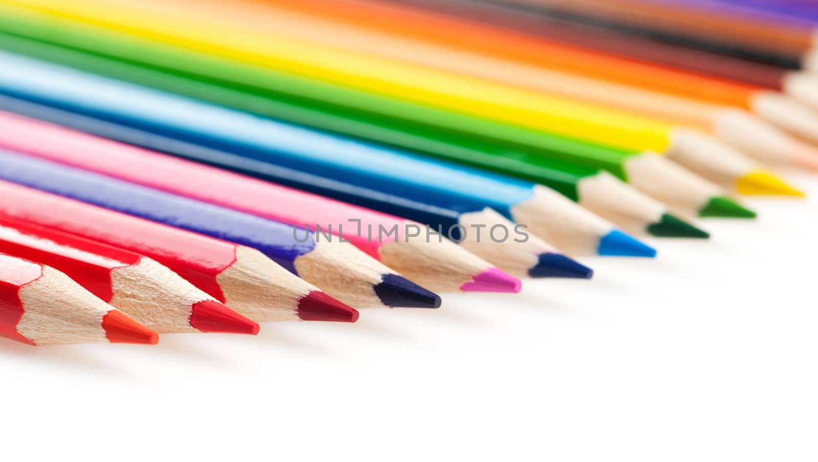 Set of color pencils. It is isolated on a white background