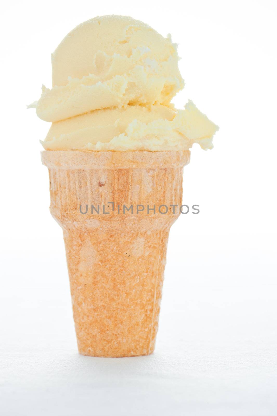 Vanilla ice cream on cone