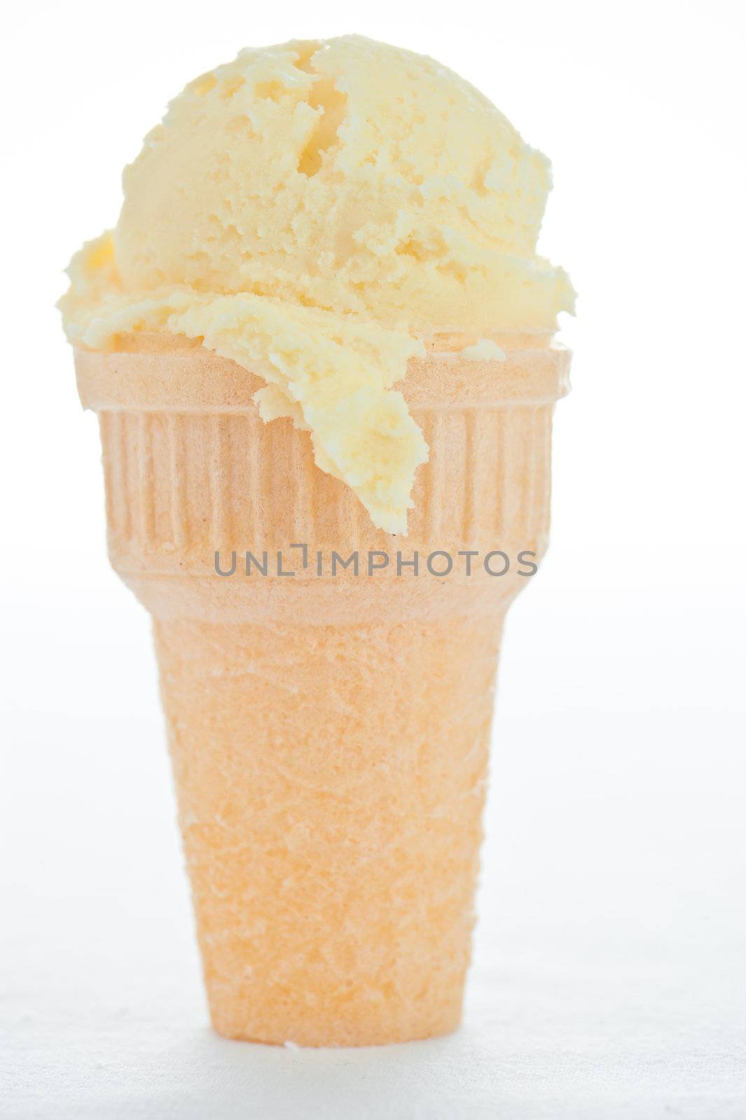 Vanilla ice cream on cone