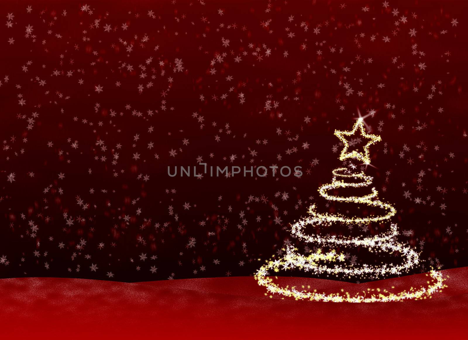 Christmas tree from snowflakes. The effect of a blizzard which draws a fur-tree