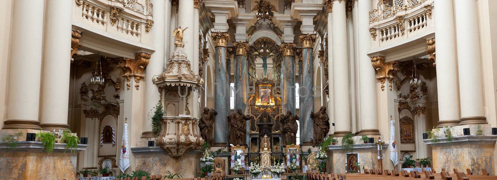 Interior of ancient church. It is constructed 1600-1700. The city of Lvov, Ukraine