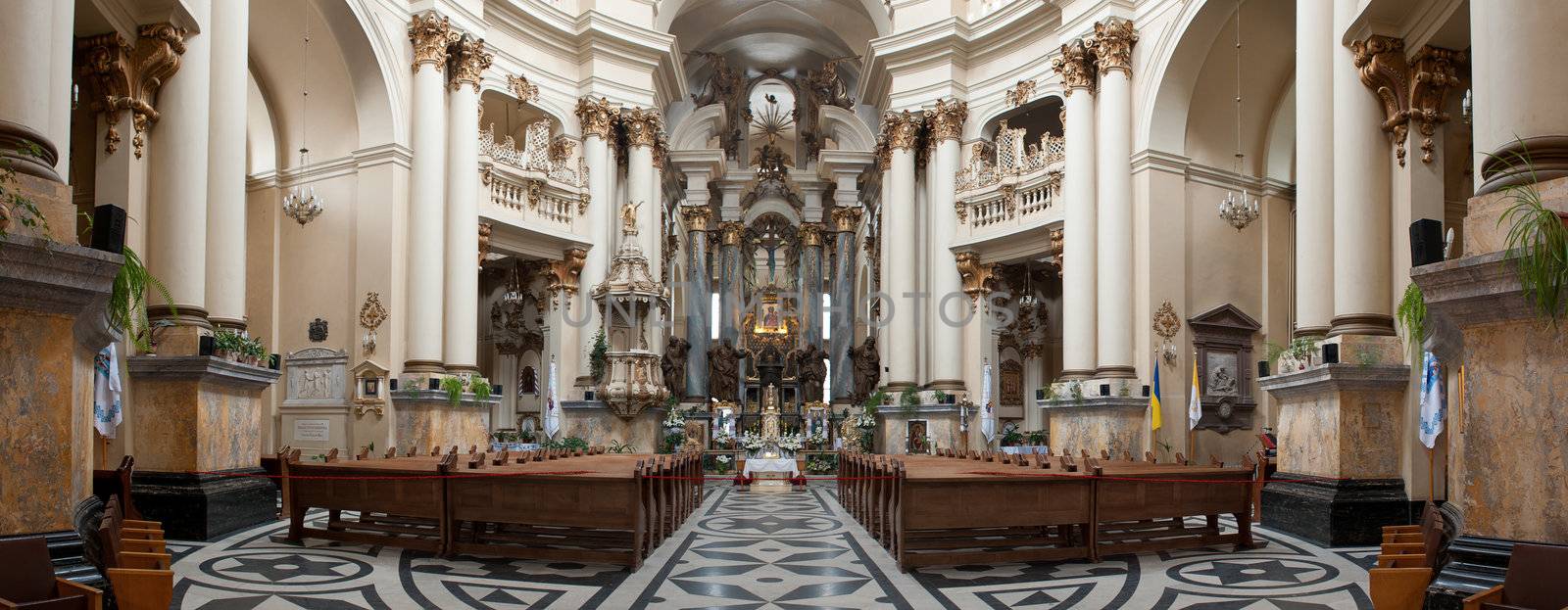 Interior of ancient church. It is constructed 1600-1700. The city of Lvov, Ukraine