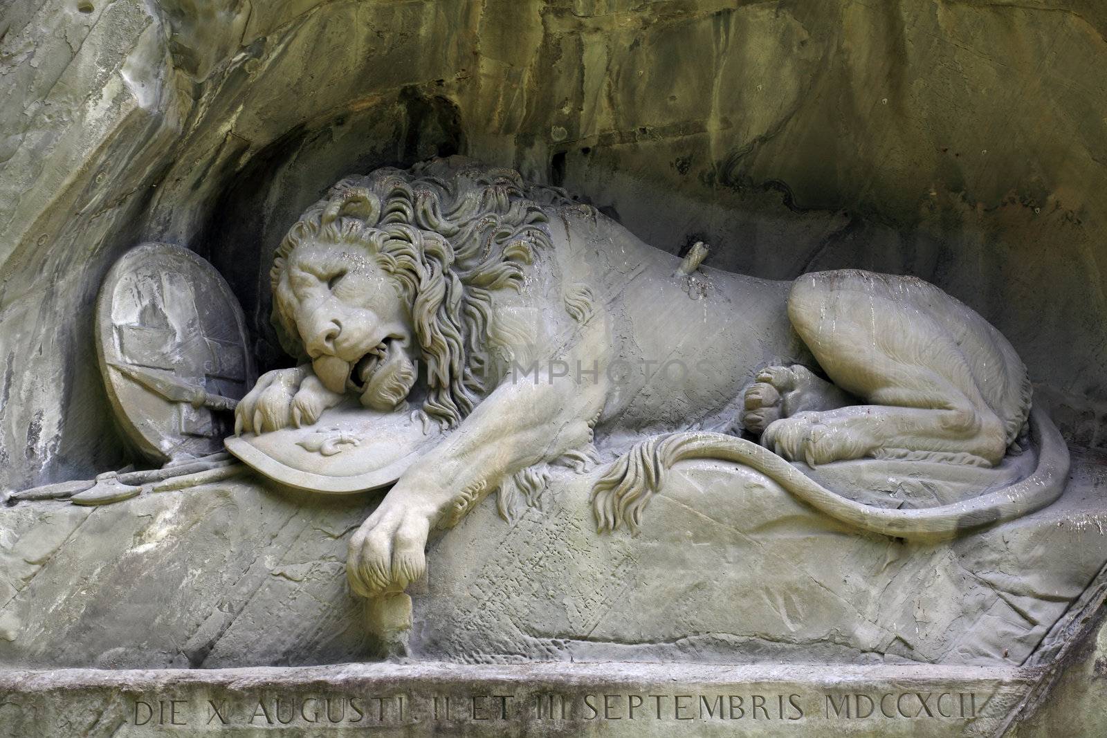 The Lion monument, or Lion of Lucerne in Lucerne Switzerland.