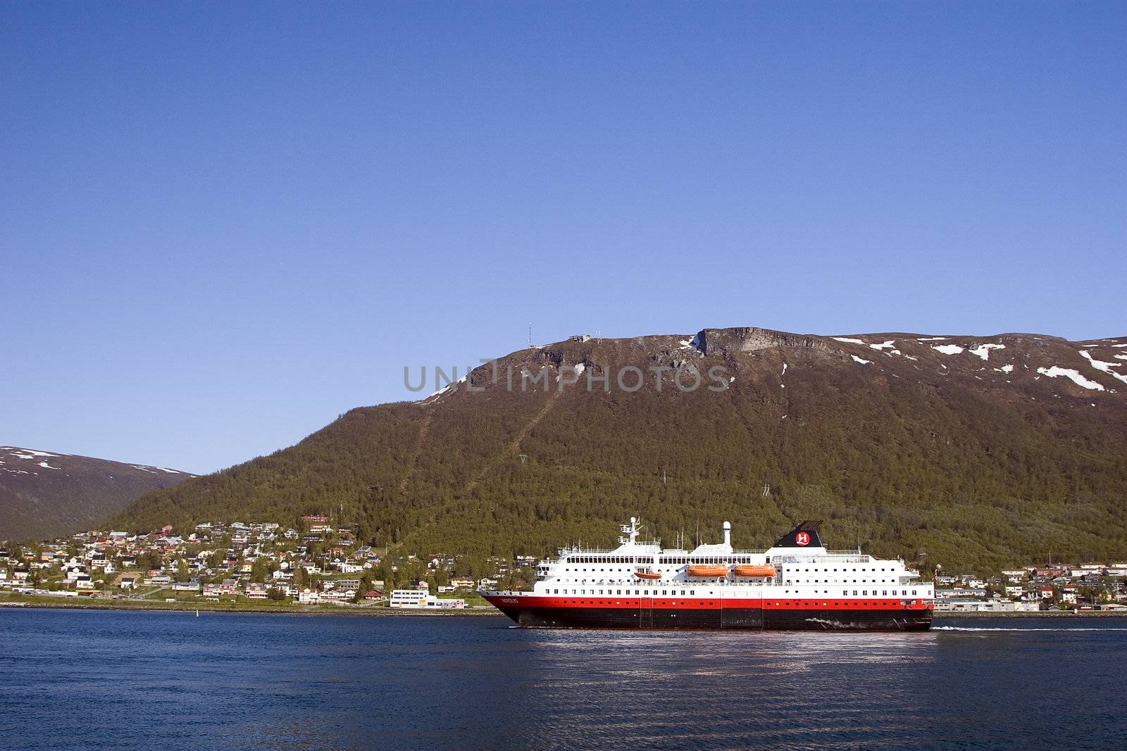 The hurtigruten ship in Tromso, Norway.