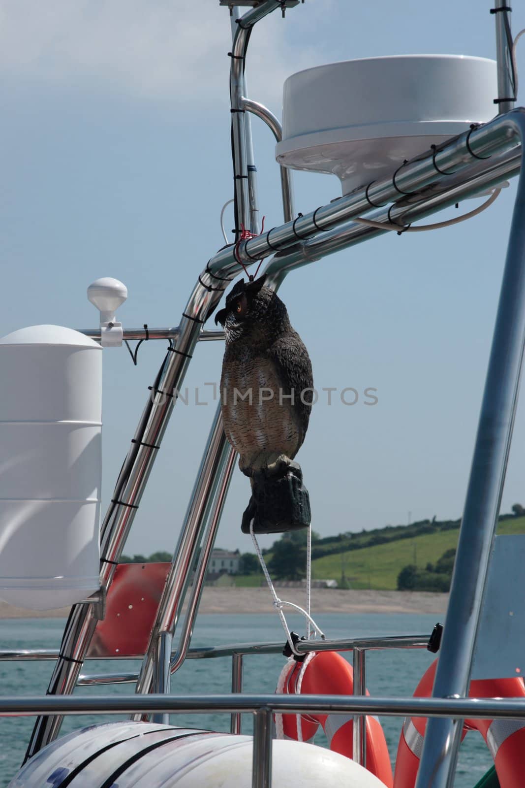 a mascot on the rigging of a boat