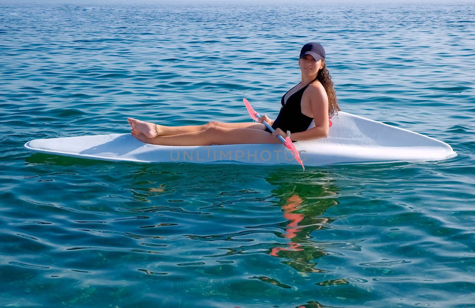 Teenage girl in a canoe