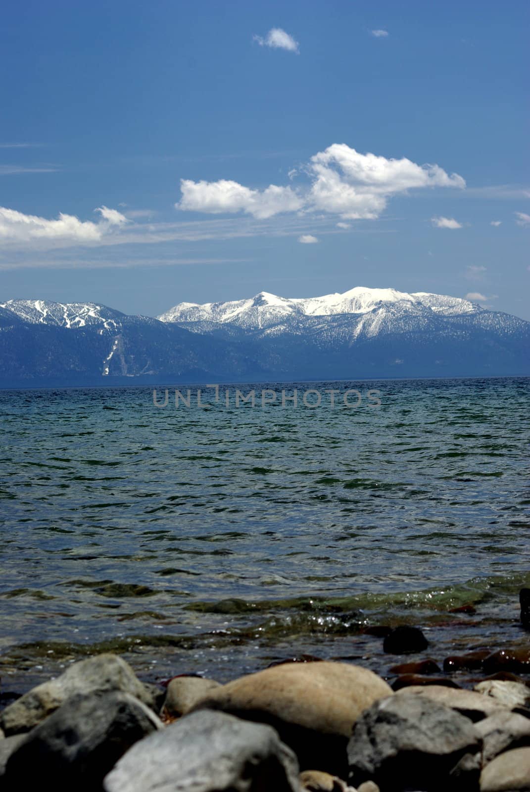 A view across Lake Tahoe looking East across towards Nevada