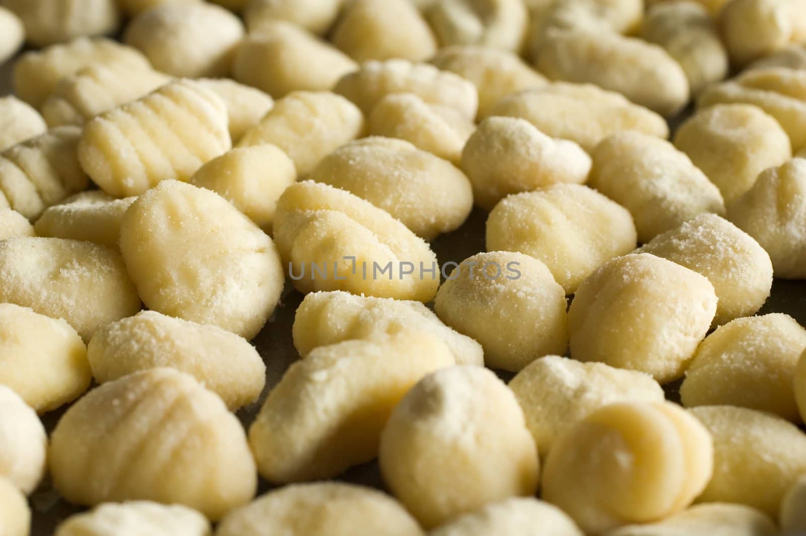 Macro shot of Italian gnocchi with shallow depth of field