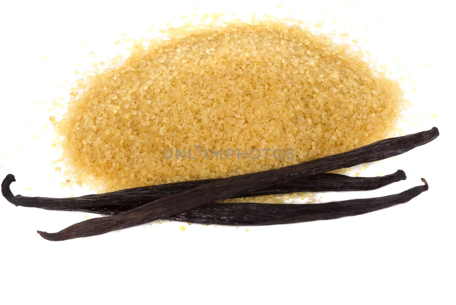 Aromatic vanilla beans and organic raw sugar