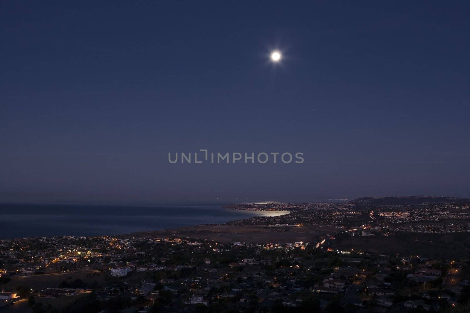 Moon Set over Dana Point by KevinPanizza