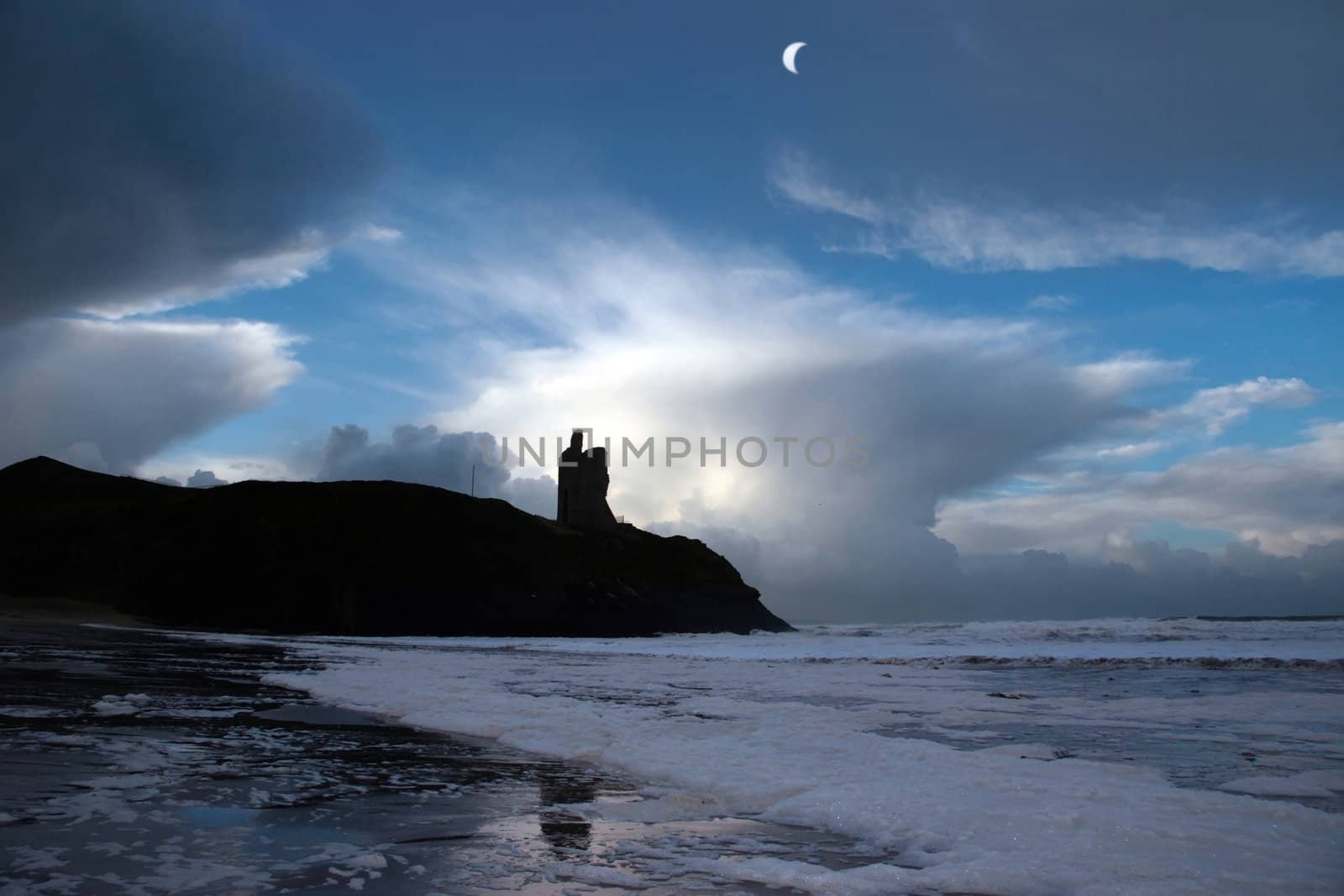 ballybunion castle ireland after a winters storm