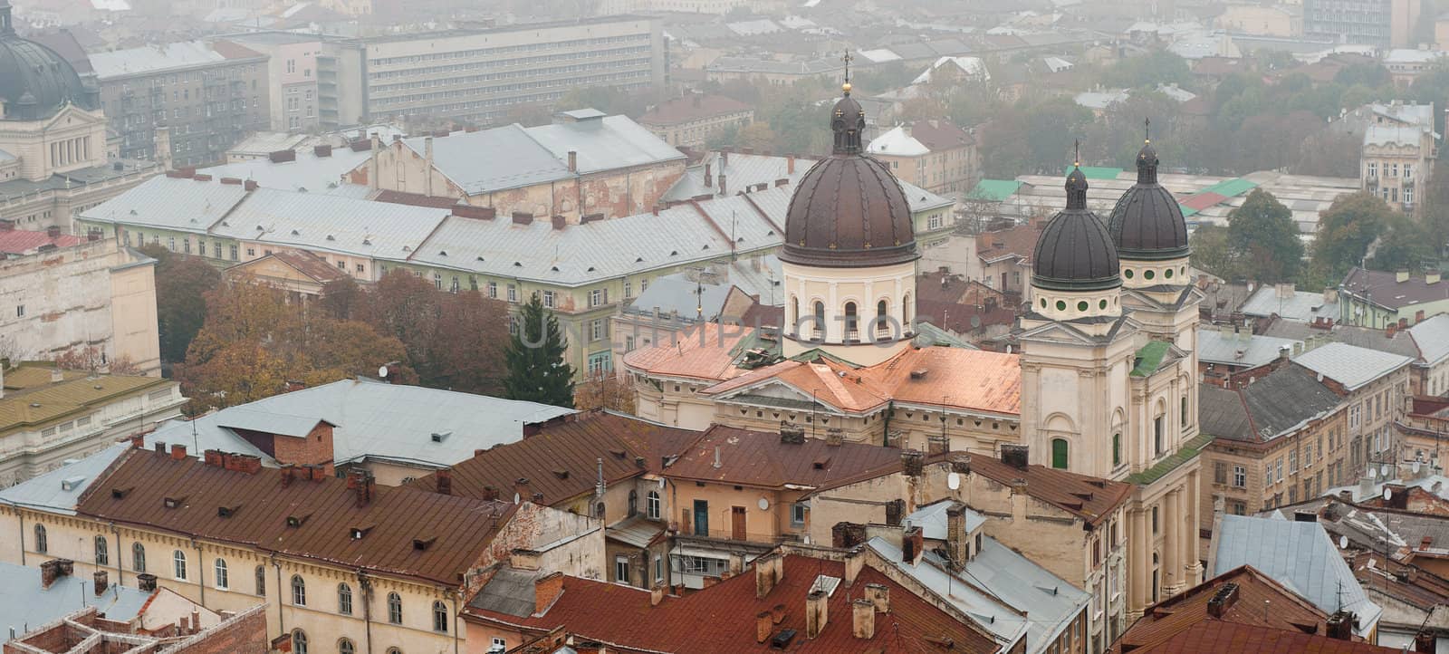 City - the top view. The city of Lvov the country Ukraine