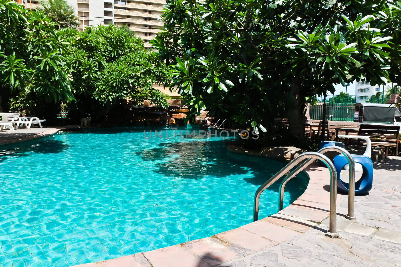 Swimming pool in the seaside resort.