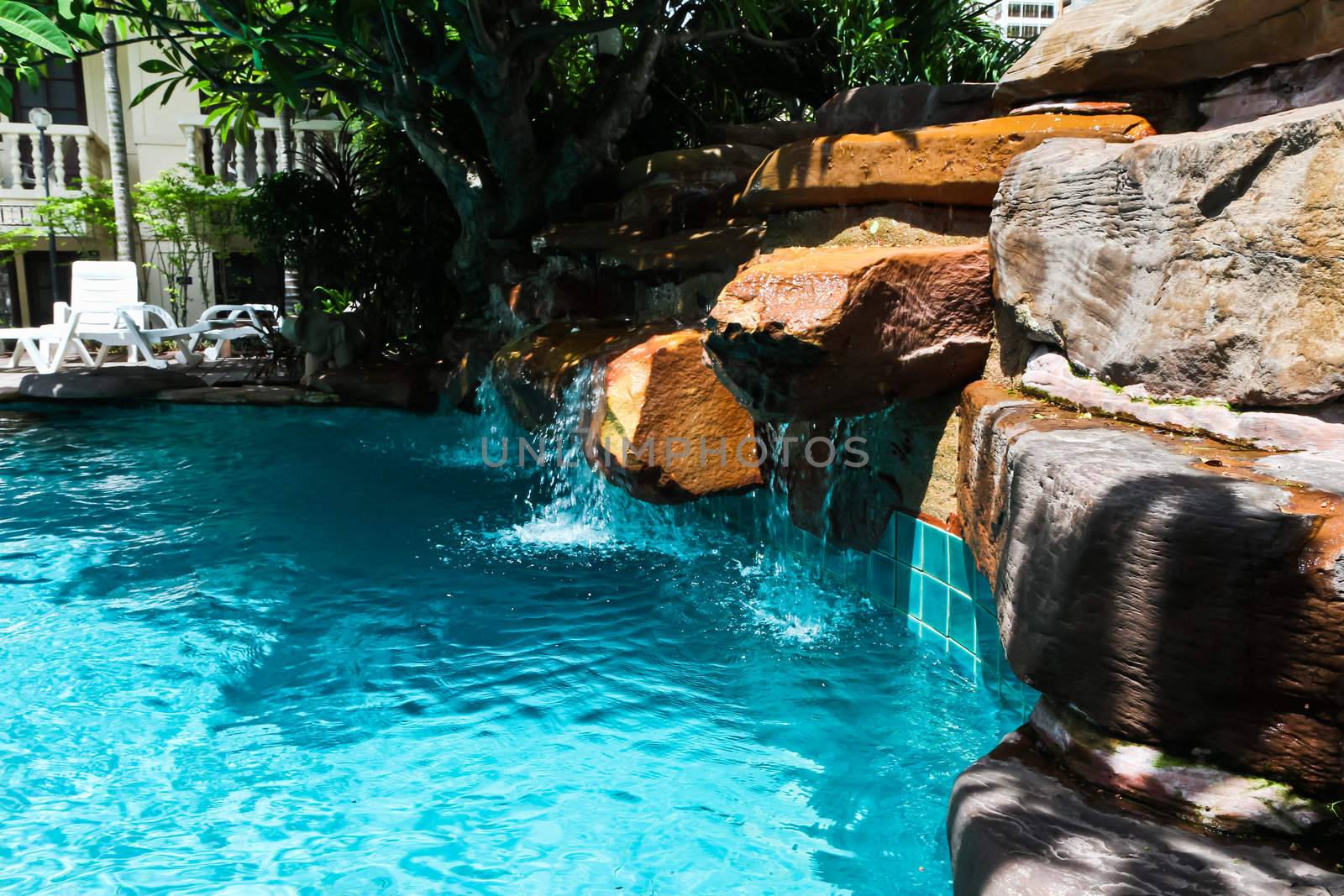 Swimming pool in the seaside resort.