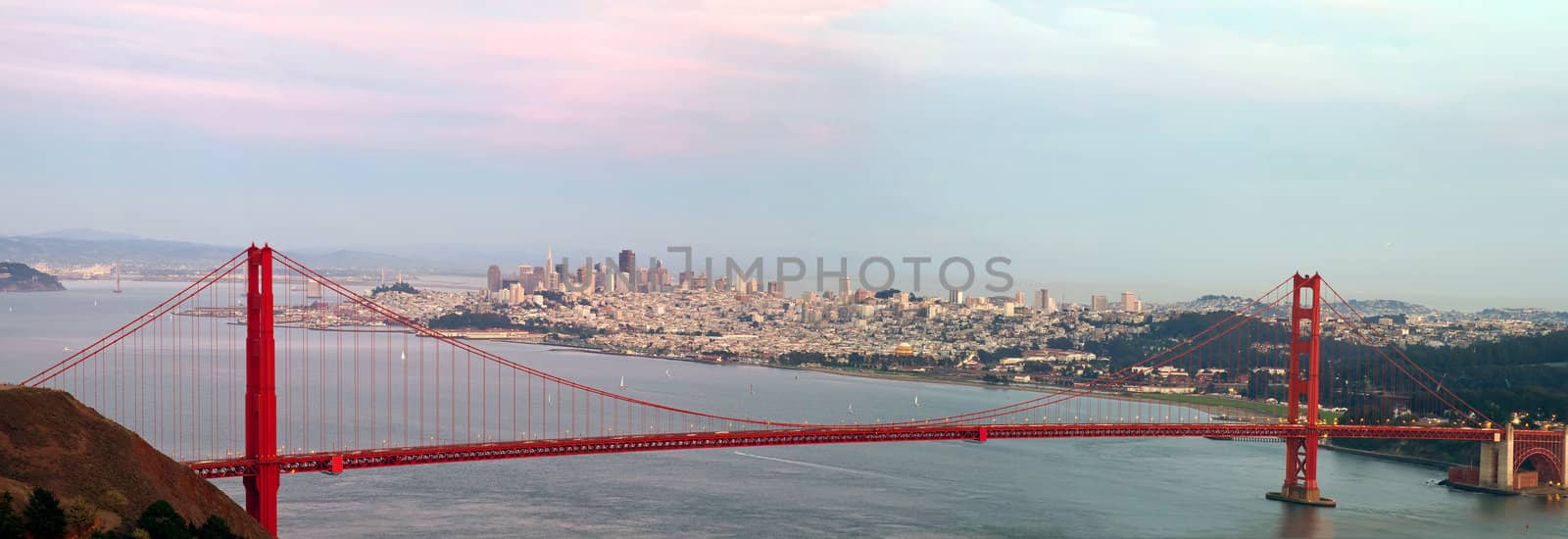 Golden Gate Bridge and San Francisco Bay Area City Skyline Panorama