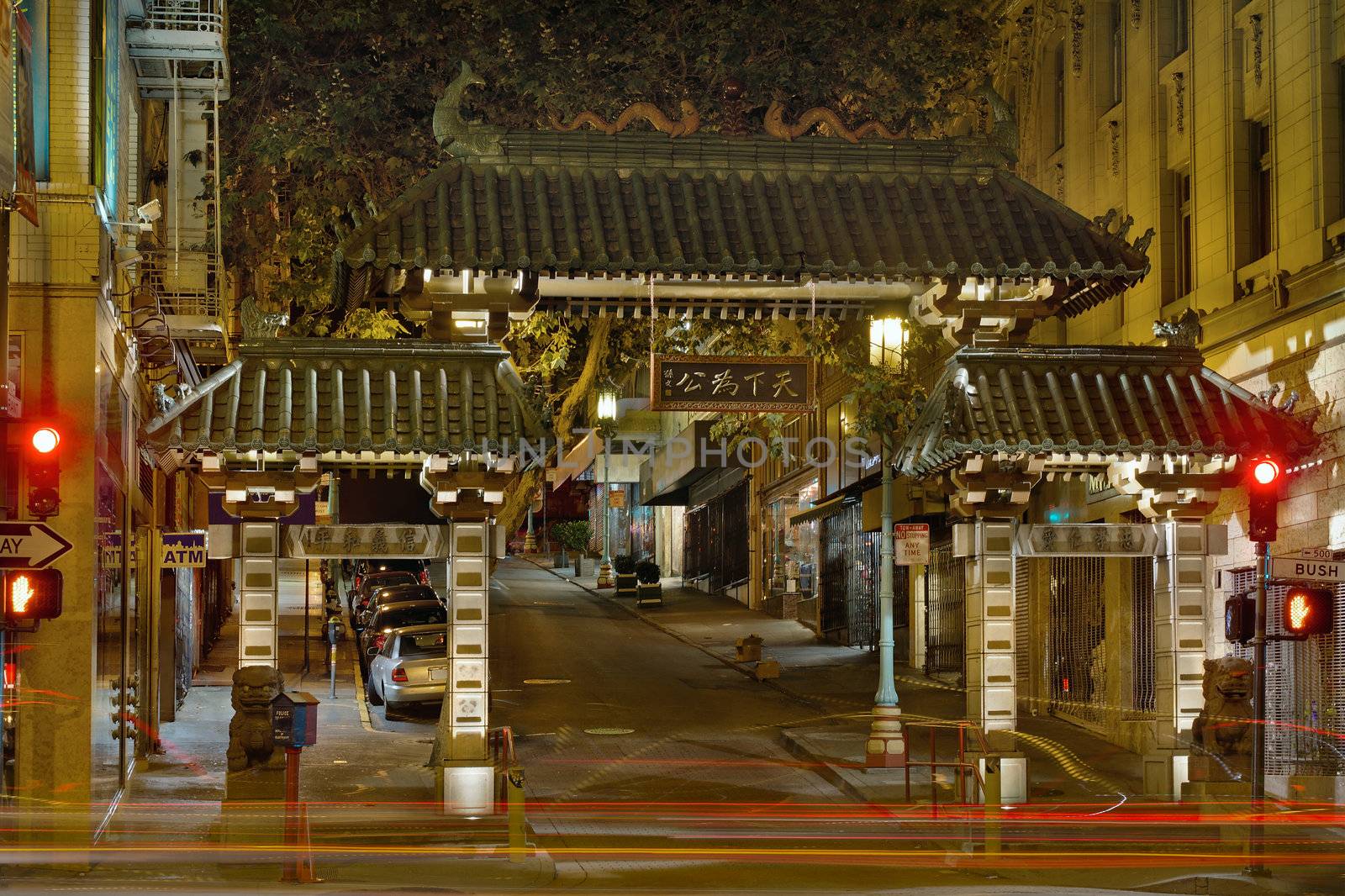 Chinatown Gate in San Francisco California at Night