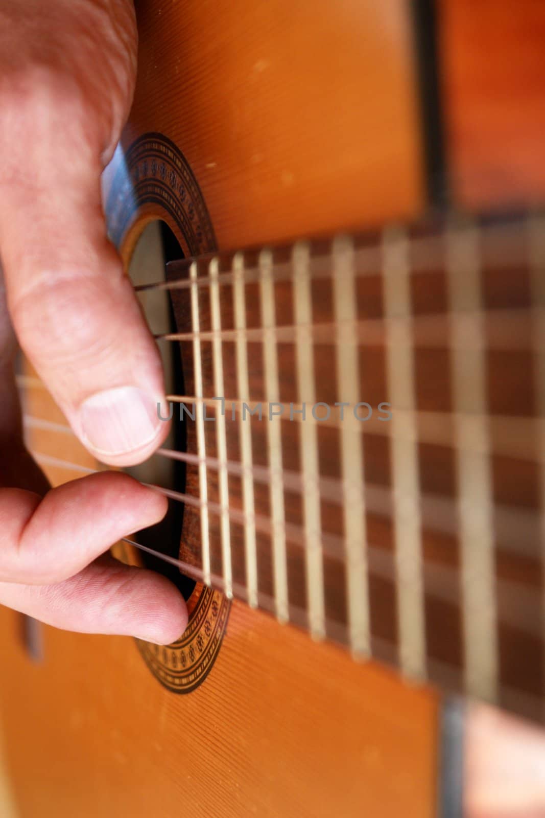 acoustic guitar closeup with strings