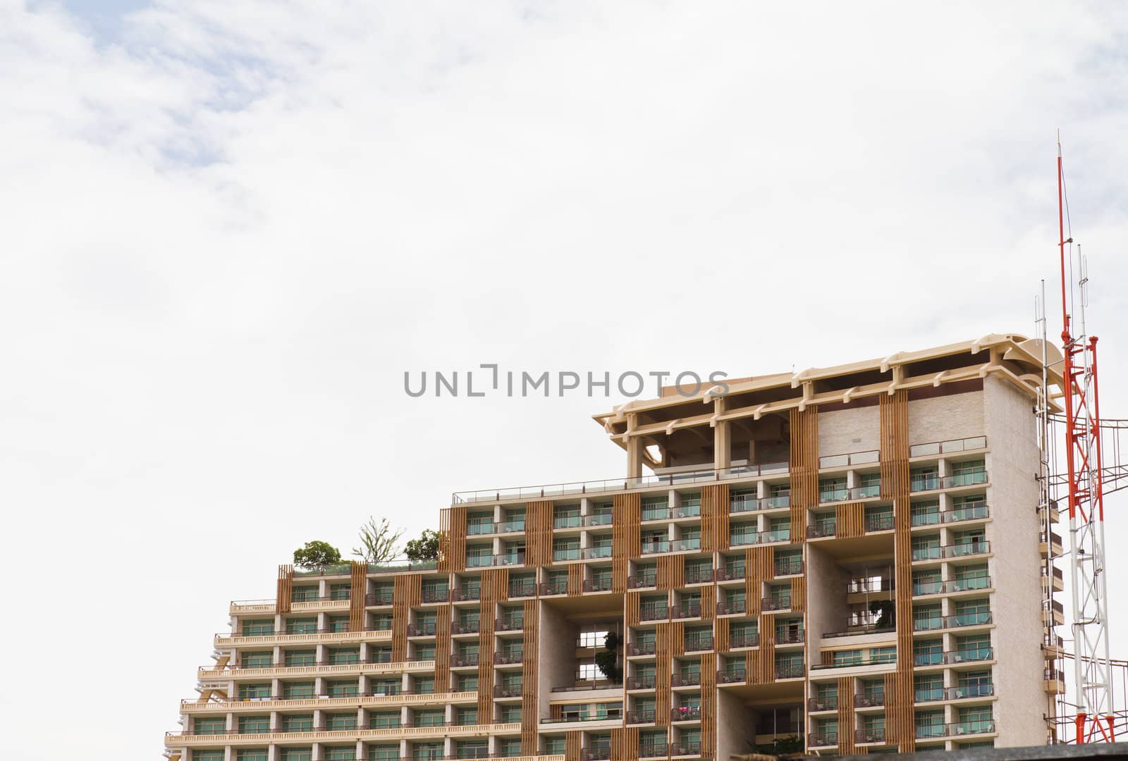 Modern hotel, apartment beside the beach.