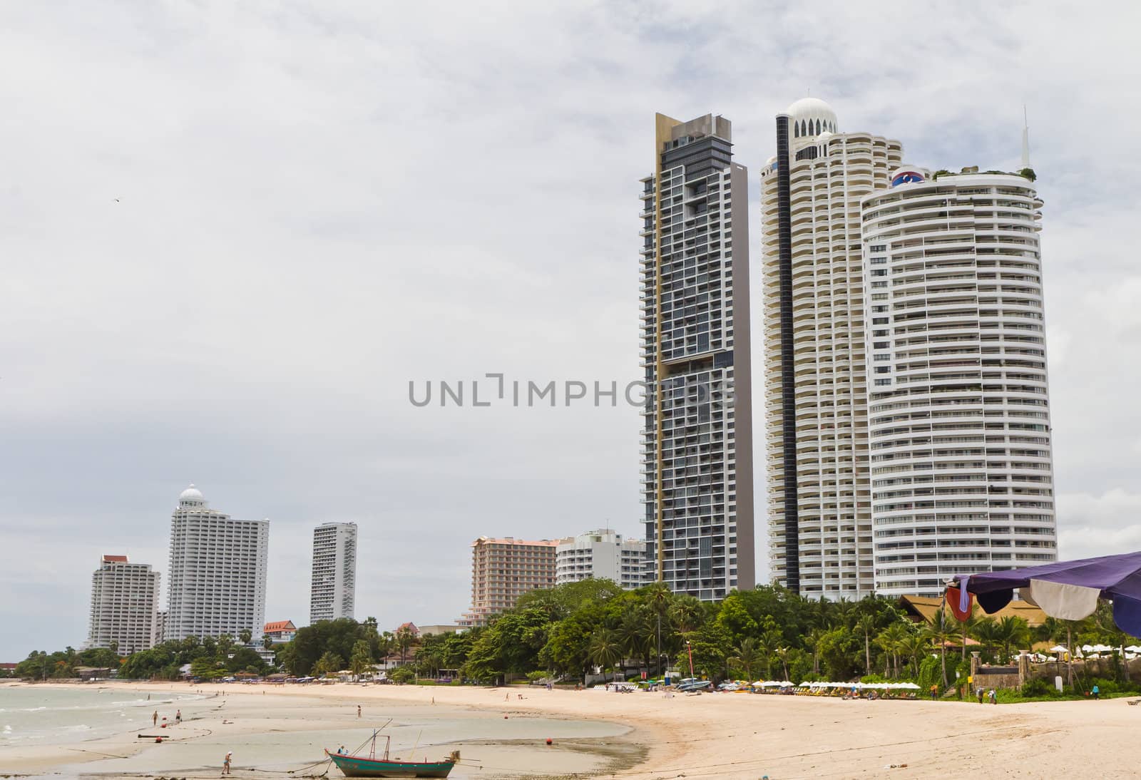 Modern hotel, apartment beside the beach.