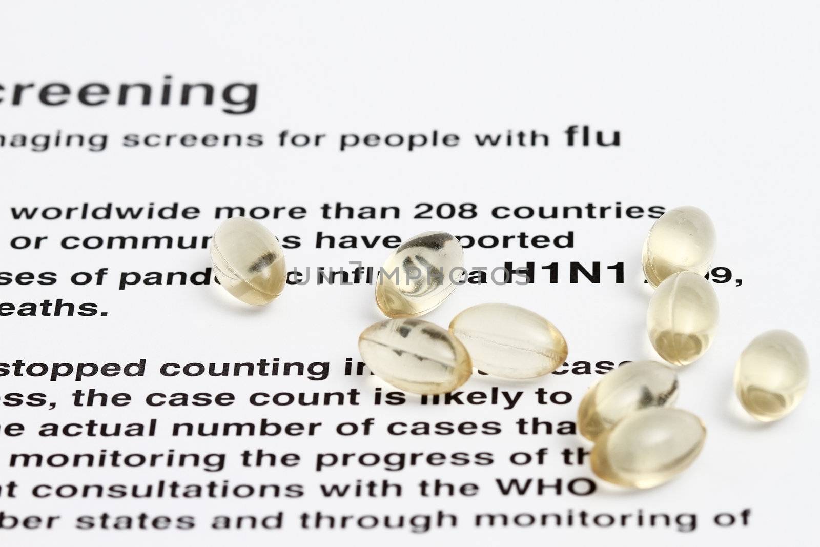 Conceptual view of H1N1 virus with capsules.
