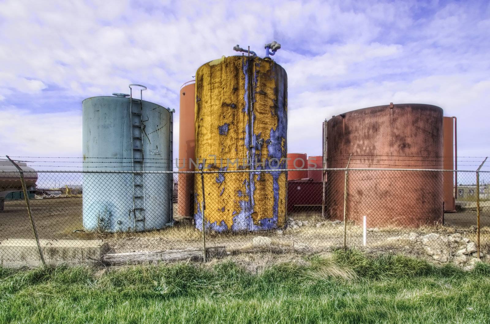 A rusty, discarded container in the industrial section of Stettler, Alberta, Canada.