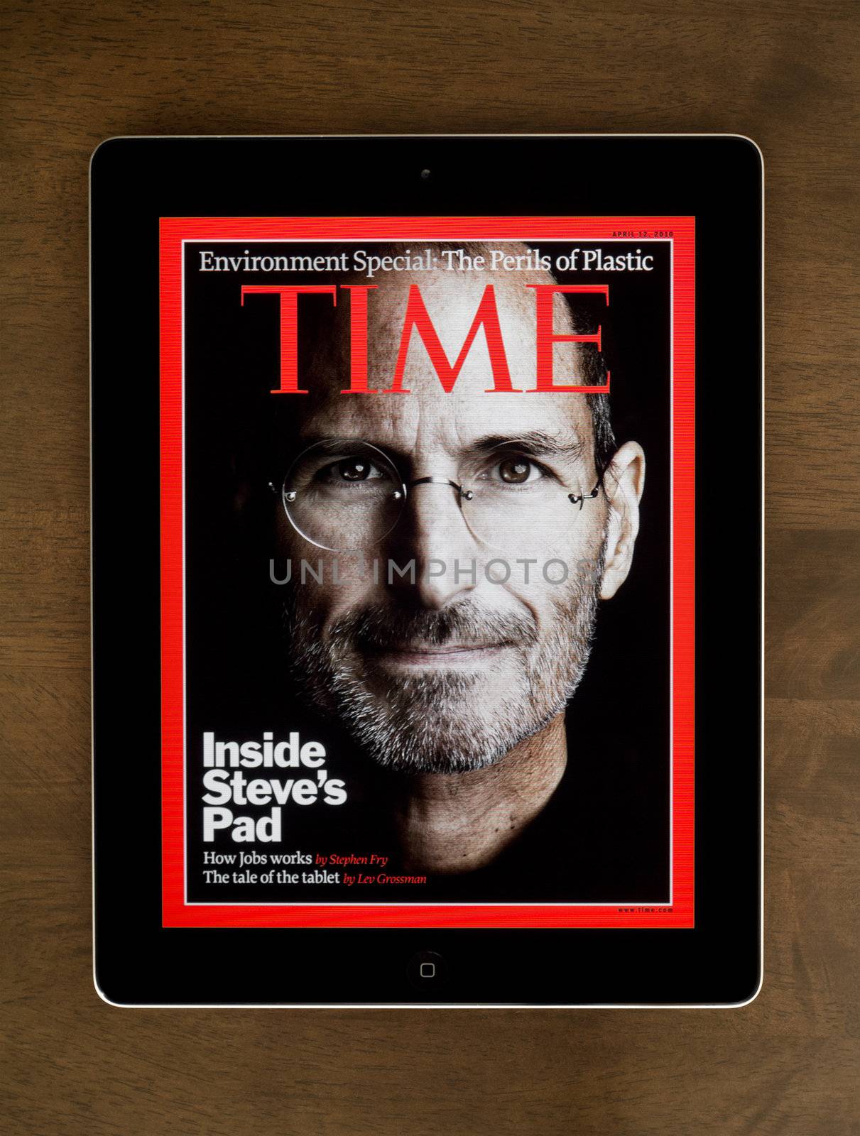 Kiev, Ukraine - October 29, 2011: Steve Jobs, founder of Apple Computers, posted on the cover of Time magazine for April 12, 2007.