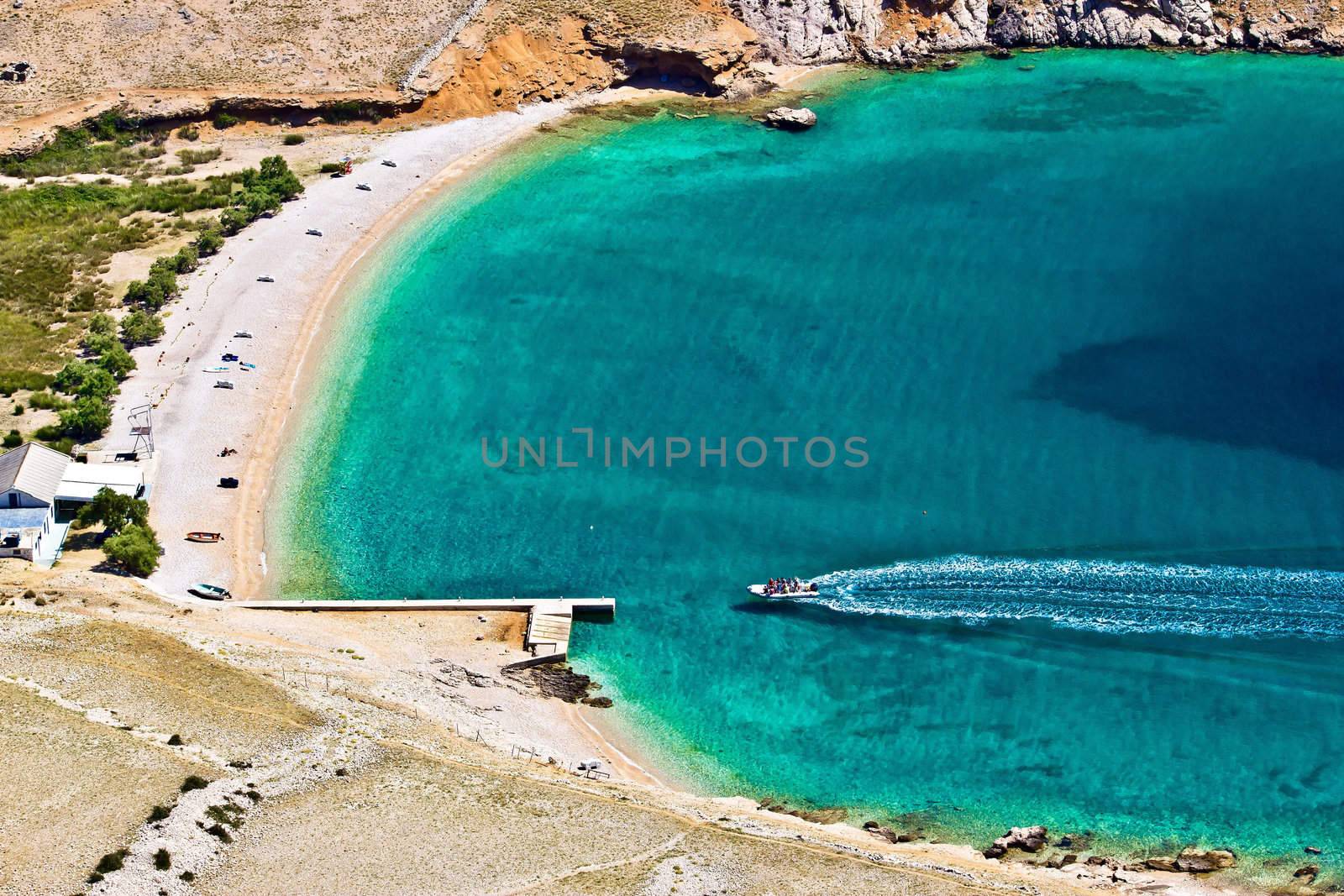 Beautiful pebbles & sand hidden turquoise beach on Island of Krk, Croatia