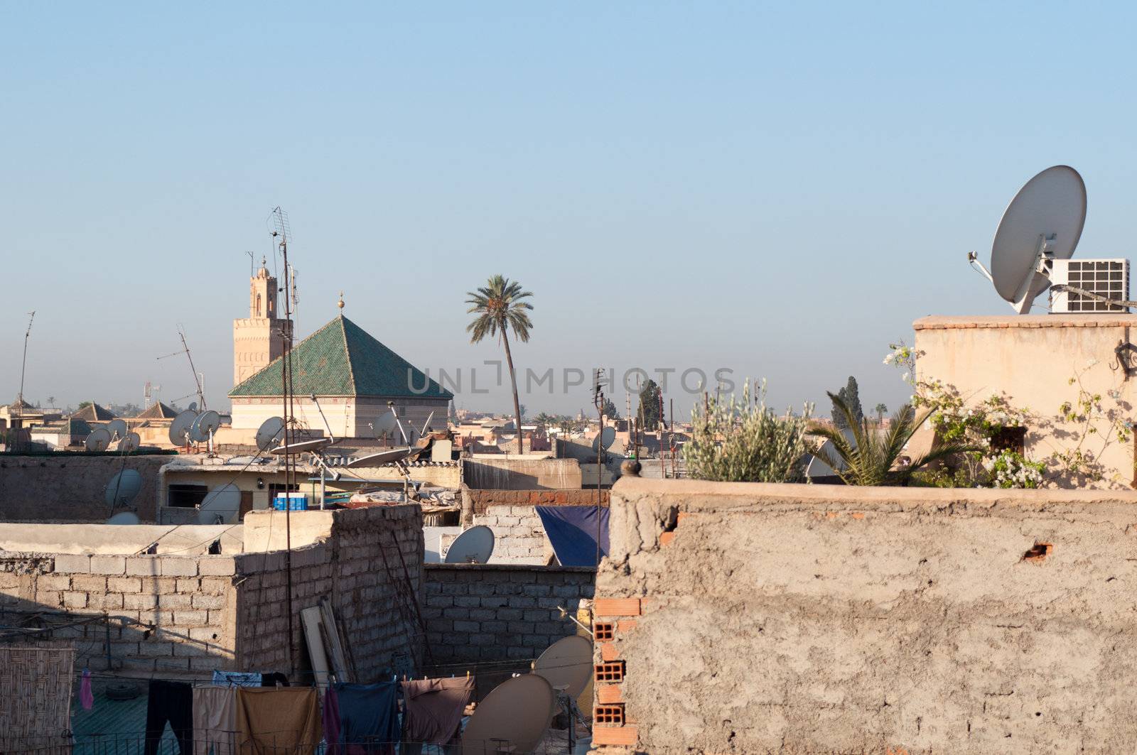 Over the roofs of the Medina in Marrakech, Morocco