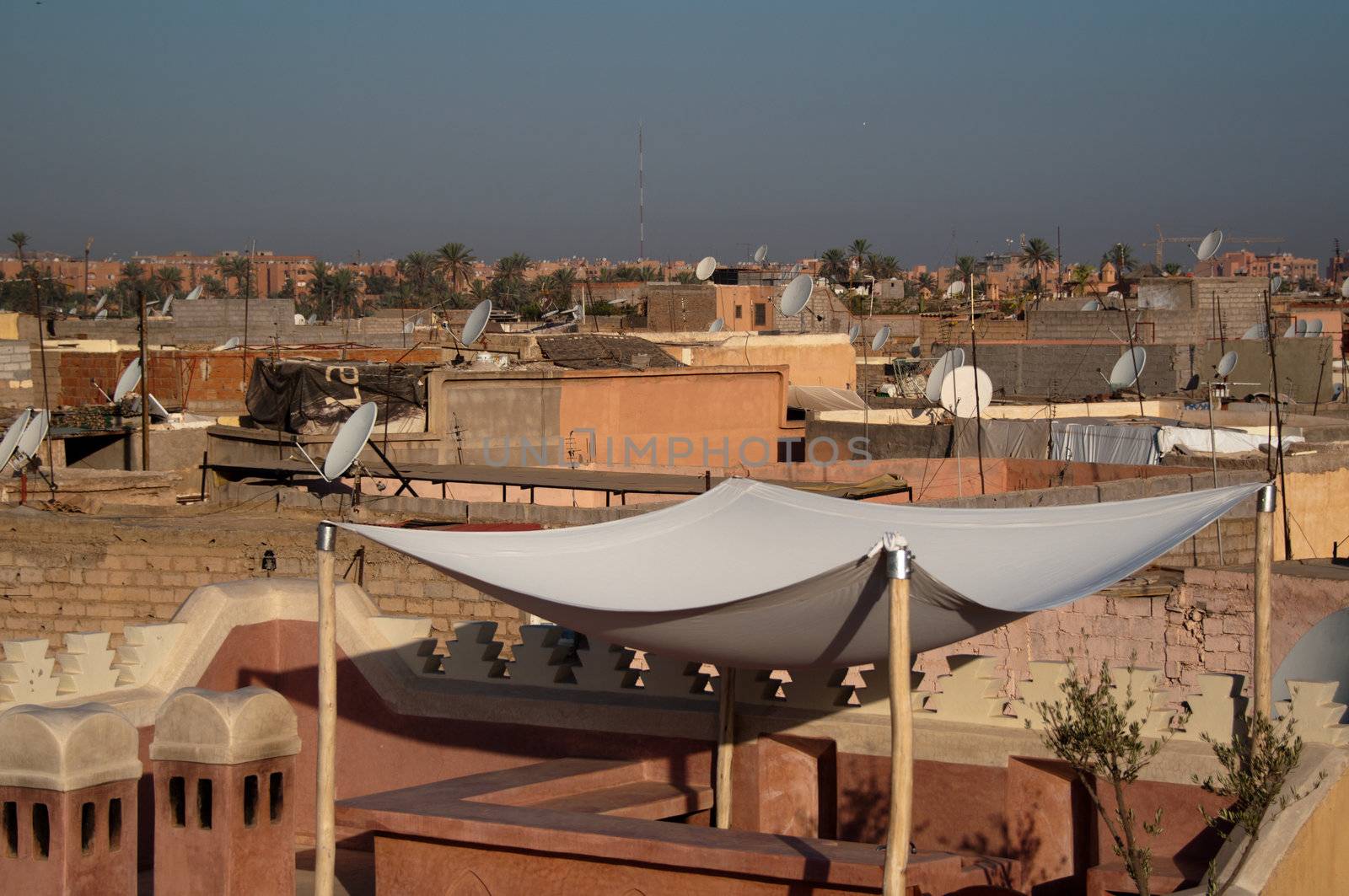 Over the roofs of the Medina in Marrakech, Morocco