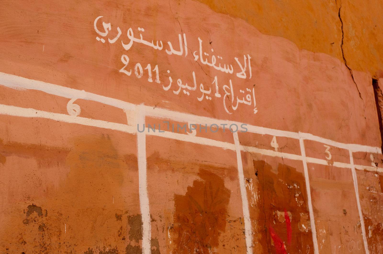 Candidates wall for elections in Marrakech, Morocco - the candidates are posted here and (illiterate) people will memorize the number