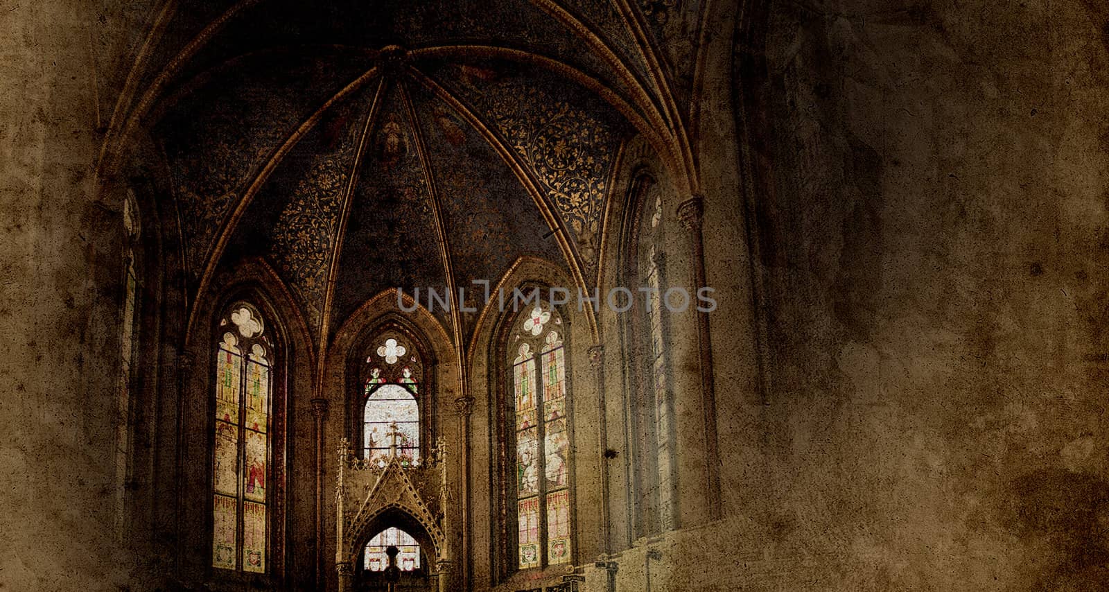 old retro church background in gothic style