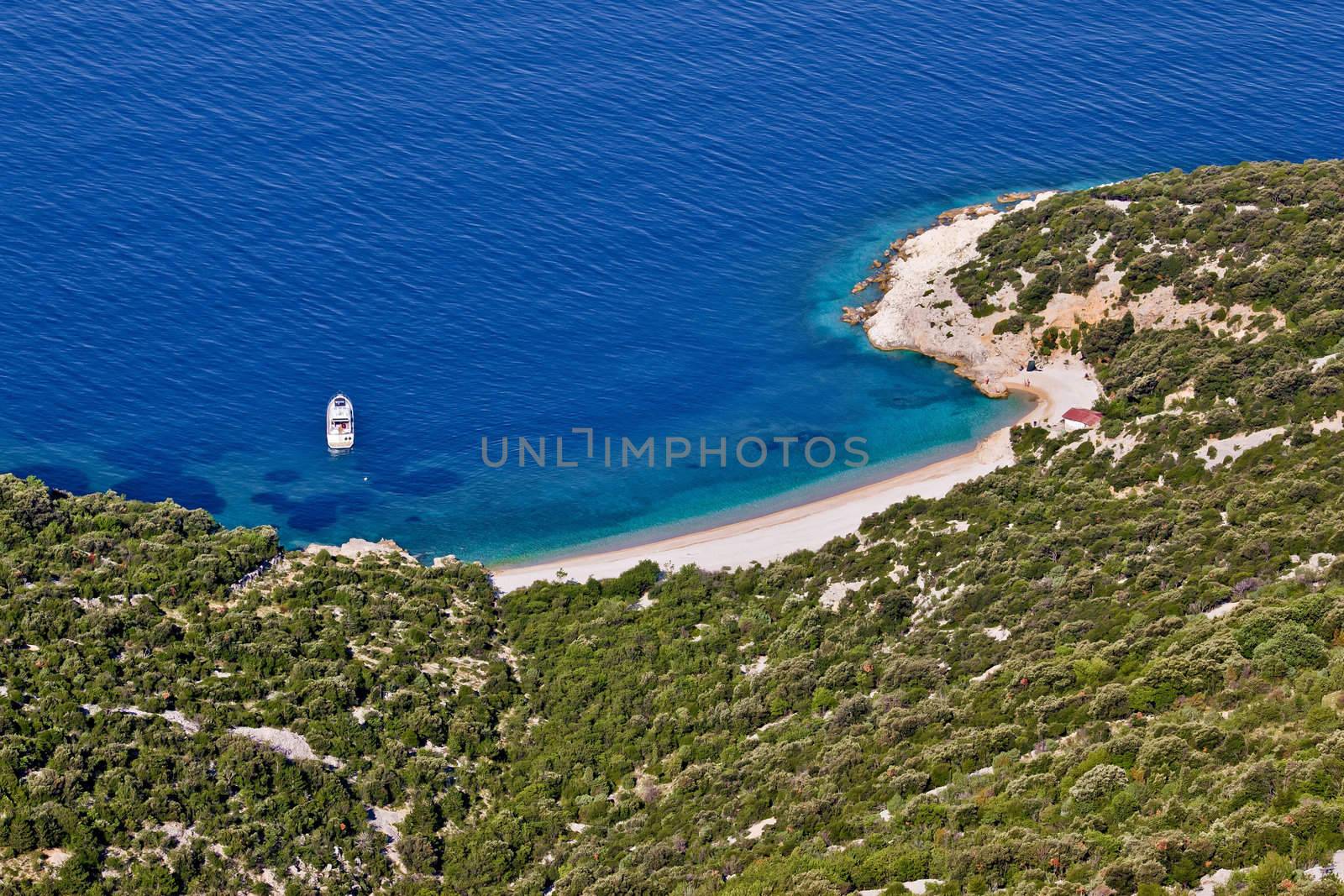 Crystal clean beach aerial view by xbrchx