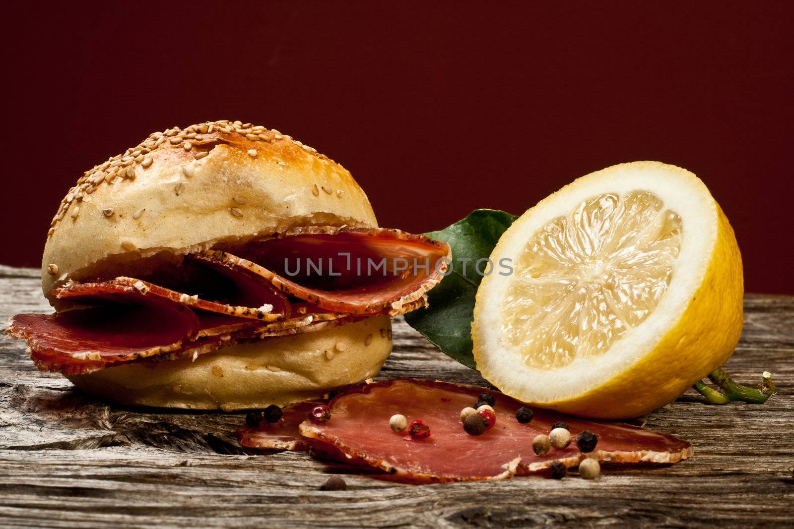sandwich with loin of pork and lemon
