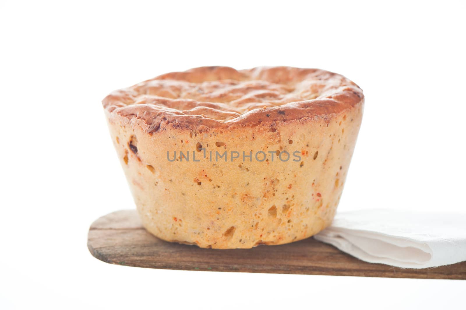 Homemade mediterranean bread on a white background