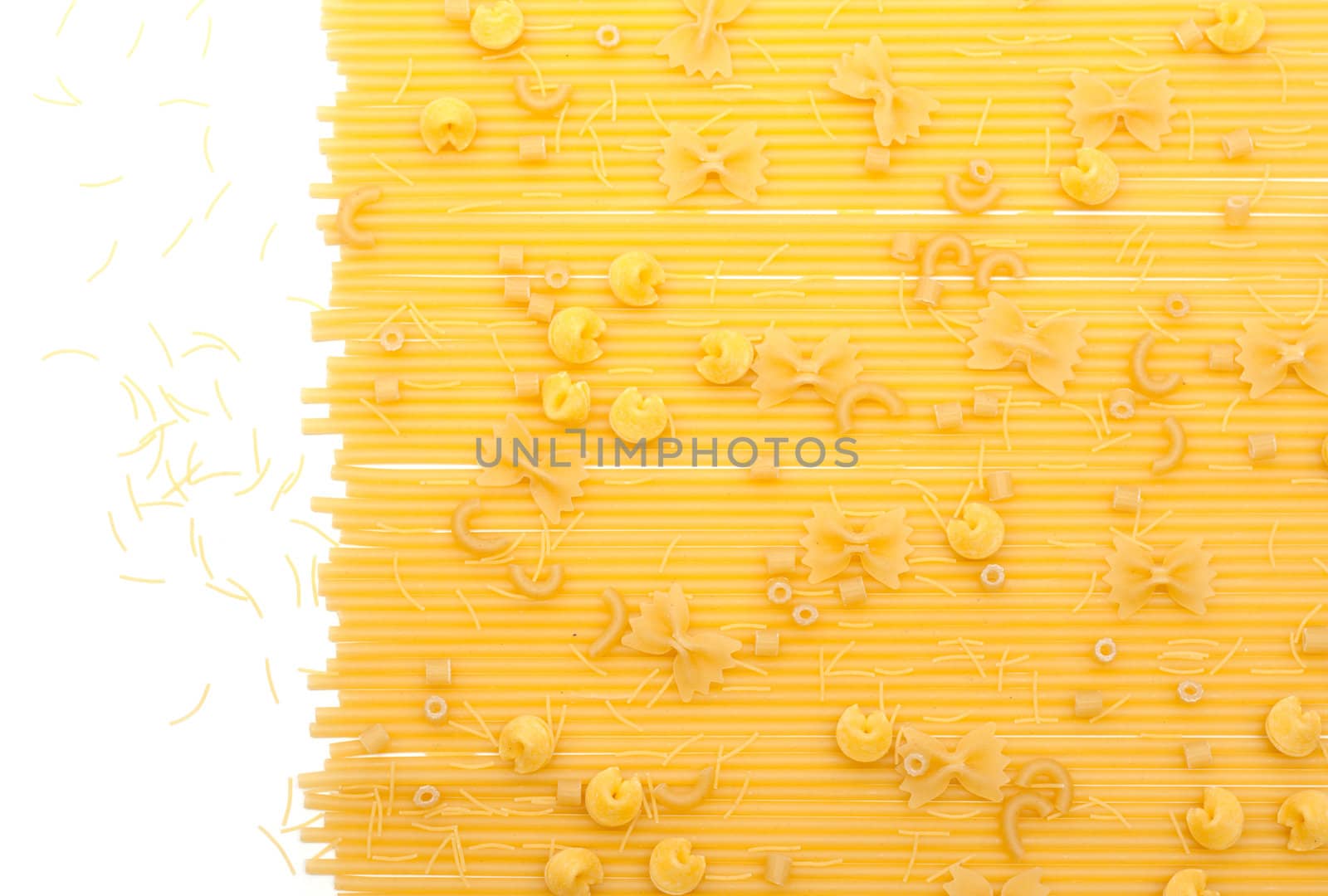 Dry noodle, spaghetti insulated on white background