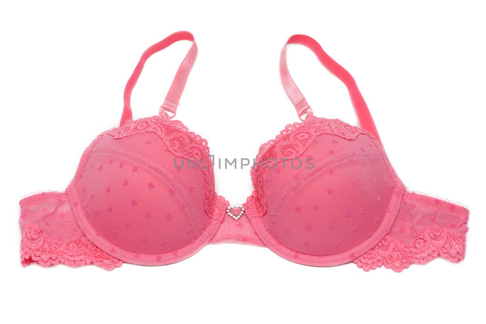 Rose underbodice with heart on white background in the middle