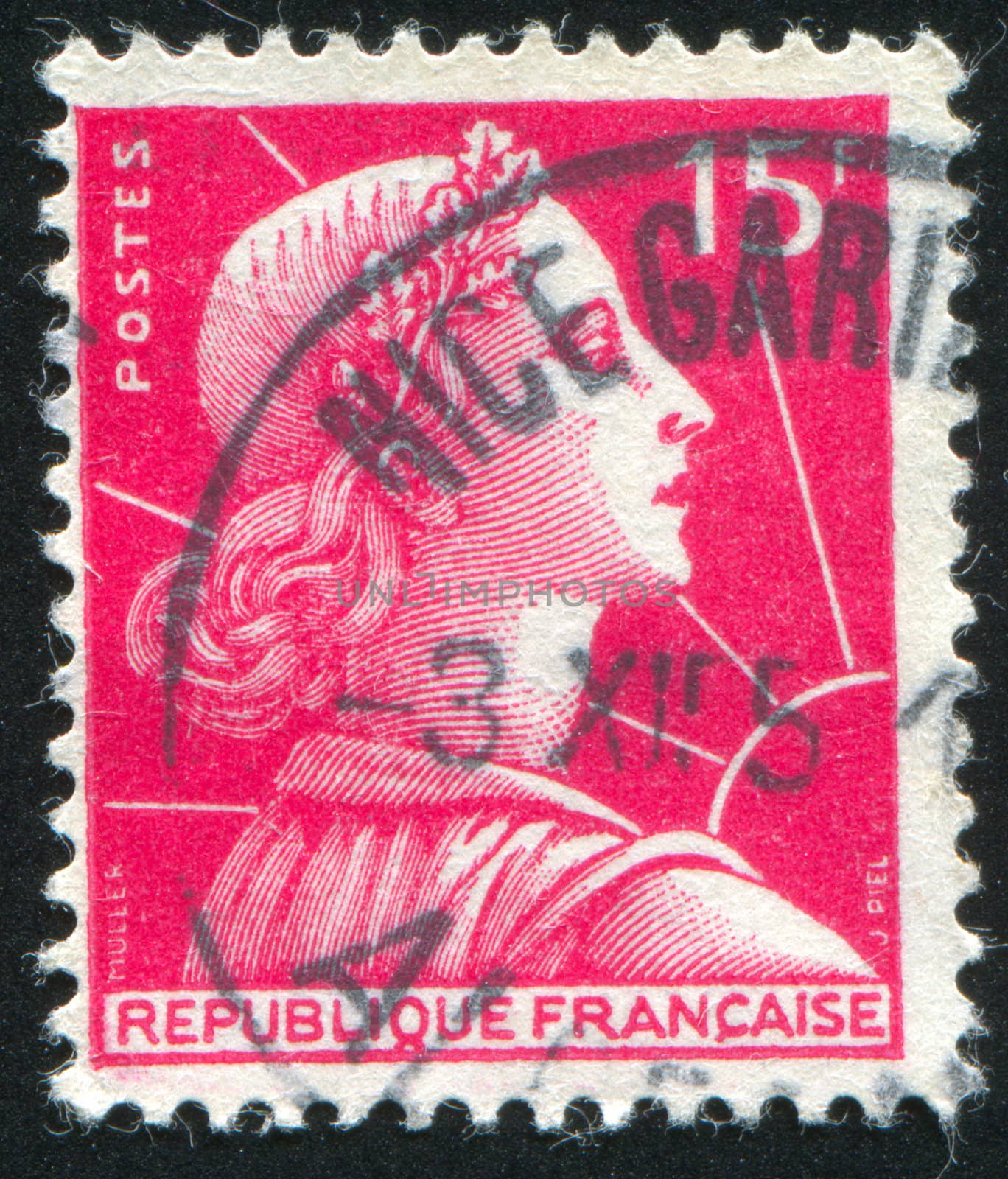 FRANCE - CIRCA 1955: stamp printed by France, shows Marianne, circa 1955